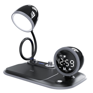 Schnell ladestation 3-in-1-LED-Schreibtischlampe Wireless Charger-Lautsprecher Multifunktion aler Audio-Clock-Lautsprecher mit Bildschirm