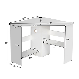 Mesa de ordenador moderna con esquina triangular, mesa de ordenador de madera para ahorrar espacio con estantería - Product Image 2