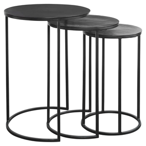 Mueble de sala de estar moderno y minimalista, nuevo diseño, Juego de 3 mesas auxiliares de aluminio anidadas con mesa de centro lateral con textura - Product Image 1