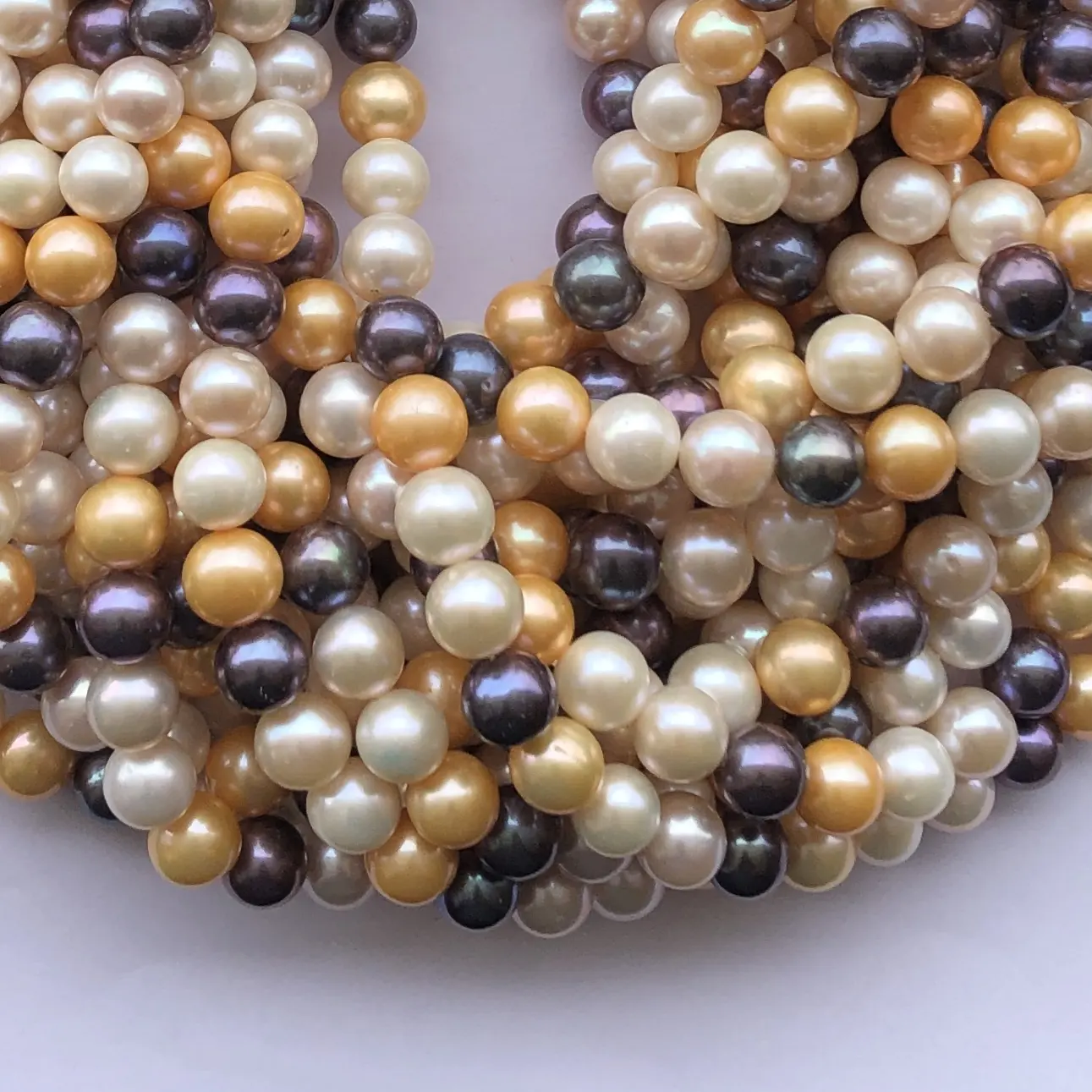 10mm 12mm Natural amarillo negro Arco Iris Color perla de agua dulce piedra cuentas redondas proveedor al por mayor perlas cultivadas fábrica nuevo