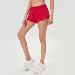 女性用ハイウエストフィットネスショーツ弾性ウエストクロージャーホットパンツジム用ヨガバスケットボールジョギングワークアウトスポーツウェア-2 in 1