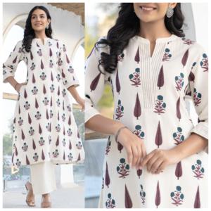 プレミアムヘビーコットンフレックスAラインKurta Palazzoセットタガイ詳細コットンフレックス厚手生地毎日使用