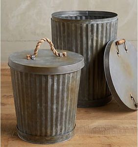 Ofis kullanımı için ofisler çöp kutusu için dövülmüş doku toplu dekoratif çöp kovası ile küçük galvanizli kutu - Product Image 5