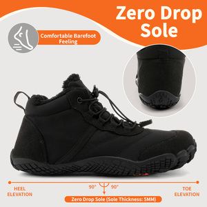 עמיד למים פרווה מרופדת הבוהן רחב מעיל קרסול מינימליסטי נעליים טיול נעליים לגברים נשים - Product Image 4