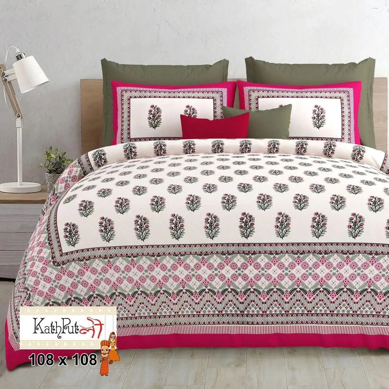 Couvre-lit en coton imprimé à l'avant couvre-lit matelassé ensemble de drap de lit en tissu personnalisé en coton avec taie d'oreiller