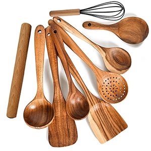 畅销高品质手工棕色木制餐具套装环保新设计厨房桌面餐具派对 - Product Image 5