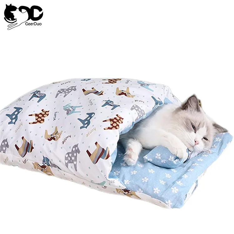 Indoor Soft Warm Washable Pet Dog Cat Cave House Mat Sleeping Bag Beds with Zipper and Removable Pillow