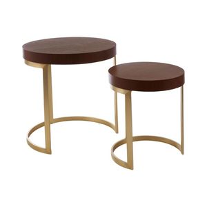 Contemporary Round Nesting Bent Black Gold Metal Side Glass Marble Stone Mdf Wood Coffee <strong>Table</strong> Nest of <strong>3</strong> <strong>Table</strong> <strong>Set</strong> Nesting <strong>Table</strong> - Product Image 2