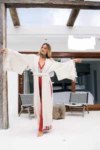 Kadınlar için pamuk uzun <span class=keywords><strong>Kimono</strong></span> tatil plaj rahat yaz <span class=keywords><strong>Chic</strong></span> tatil resmi beyaz tatil giymek