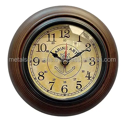 木製の壁時計ヴィンテージルックアートユニークなアンティークスタイルの豪華な装飾小さな時計6インチ