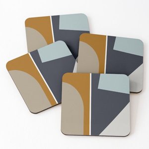 Over Printed Wooden Tea Serving Coasters 4 Pieces Set Slate Coasters <strong>Table</strong> Mats Placemats Coasters for Drinks Kitchen Supplies - Product Image 1