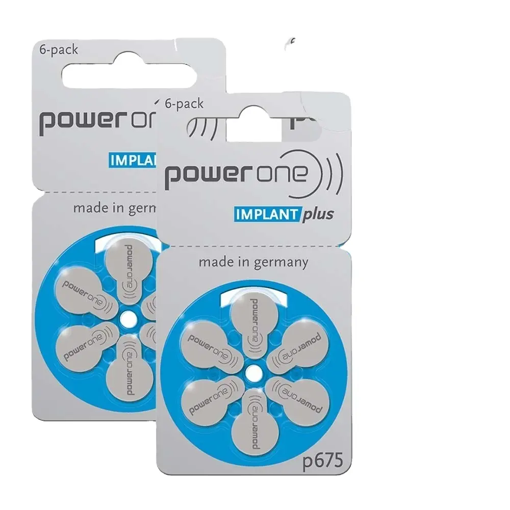 Implante plus power one, batería para audífono, implante coclear, tamaño 675, sin mercurio, aire de zinc