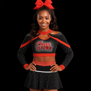 Đỏ Đen Trắng Cổ Vũ Đồng Phục Thiết Lập Cho Tất Cả Các Ngôi Sao Thanh Niên Đội Với Tùy Chỉnh Cổ Vũ Trang Phục - Product Image 2