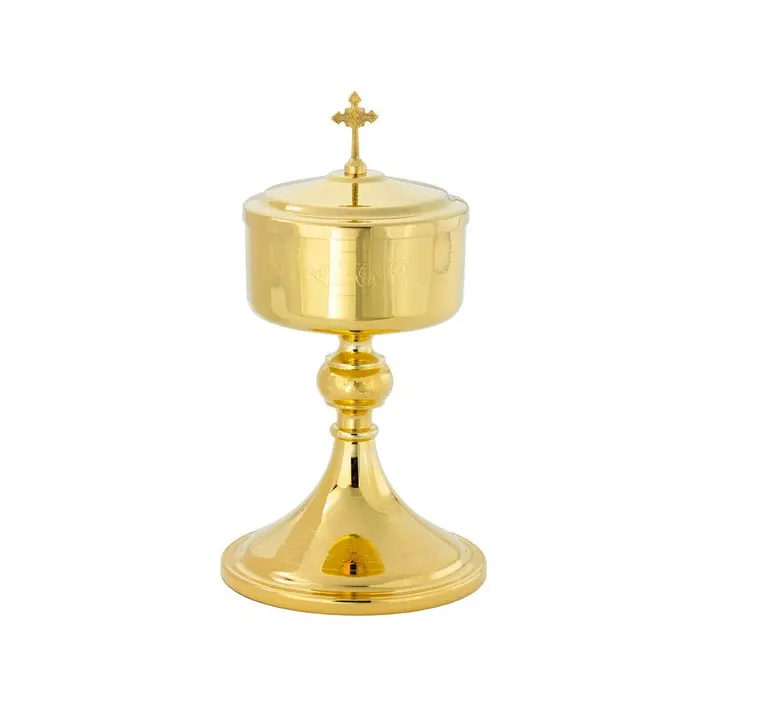 Ciborio con coperchio a croce in ottone placcato in oro calice sacro dono religioso della chiesa altare fatto a mano le migliori forniture per la chiesa
