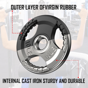 Commercial <strong>Gym</strong> Use 2.5-50lb/5-25kg Rubber Coated Tri-grip Cast Iron Weight Plate