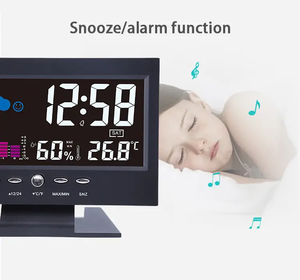 Weather Sound Control Clock With Time Date Week Temperature Humidity Display Weather <strong>Forecast</strong> Function - Product Image 5