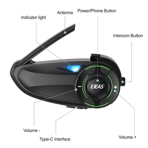 EJEAS-Interfono para casco de motocicleta, auriculares Q8 con Bluetooth, altavoz con micrófono, Radio FM para casco de motocicleta - Product Image 4
