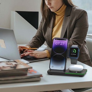 カスタム9 7 6 5 4 3 in 1ポータブルフォールドQiワイヤレス磁気充電器スタンドiPhone用Apple Watch 6 5 4 3 2 1 TYPE-C - Product Image 4