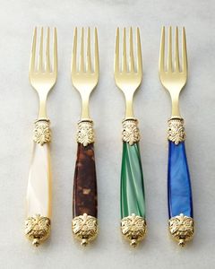 Stylish <strong>Different</strong> Color Resin Handles Stainless Steel Cutlery Set of 4 Kitchenware Dinnerware Perfect Cafe Home <strong>Flatware</strong> Dining - Product Image 1
