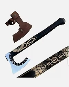 2025 thiết kế mới chất lượng cao sang trọng Viking rìu Gỗ hồng xử lý thép carbon cao Damascus rìu đầu 20-inch da công nghiệp - Product Image 1