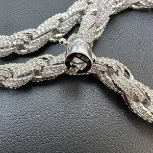 Erkek 7.5mm katı 925 ayar gümüş mozanit halat zincirler güzel gümüş zincirler mükemmel kesim özelleştirilmiş takı - Product Image 3