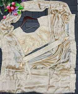 低价设计师纱丽-欧根纱丝绒序列和蕾丝衬衫 - Product Image 6