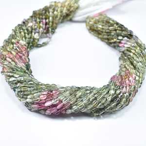 Natural Multi Tourmaline Smooth Oval Shape Beads Strands 3-5mm Tourmaline Gemstone Beads Strings for Jewelry Making in <strong>Bulk</strong> - Product Image 1
