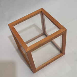 Caja de exhibición de vidrio de 6 caras Cubo de madera con paredes transparentes Caja de almacenamiento cuadrada Marco de madera apilable Vitrina de tamaño personalizado - Product Image 4