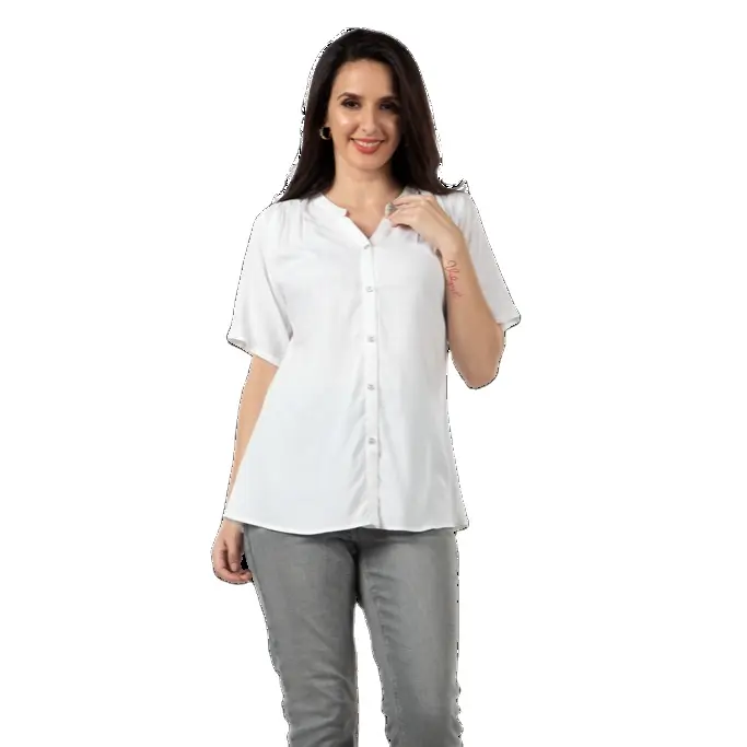 Camisas y blusas para mujer, camisa de rayón viscosa a la moda, camisa de manga larga con estampado Digital y cuello levantado, blusa para mujer 2023