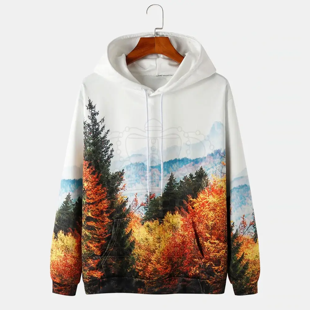 Çevre dostu kazak erkek süblime kapüşonlu eşofman üstleri özel toptan ucuz Polyester süblimasyon Hoodie