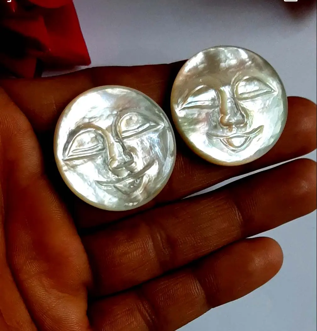 Piedras preciosas de cara de luna llena, nácar, a la moda, tamaño 30 mm para Decoración