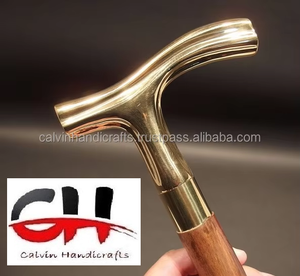Calvin Kerajinan Tangan Tongkat Berjalan, Tongkat Dipoles Kuningan Pegangan Kayu Coklat untuk Pria & Wanita Tua CHWKS36066 - Product Image 6