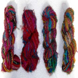 Ring Spun Multi Colored Sari Silk Yarn Available in Custom Made Skeins, for Knitting, for Textile Industry - Product Image 1