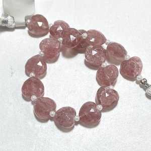 ลูกปัด briolette ทรงสี่เหลี่ยมรูปหัวใจสตรอเบอร์รี่สีแดง10มม. สว่านแนวตั้งตามธรรมชาติ - Product Image 3