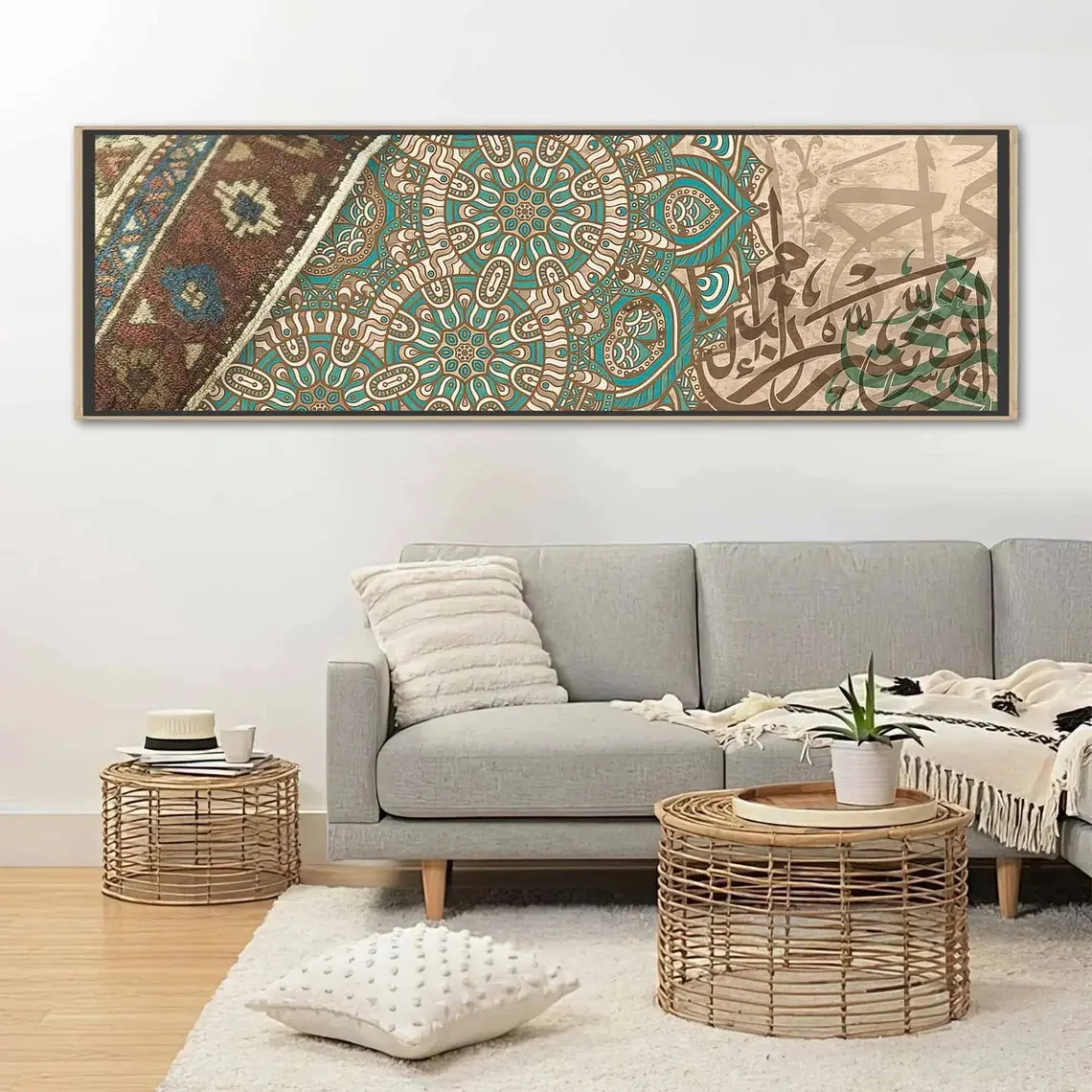 HD tuval baskı İslami desen ve türk halı duvar sanat geometrik desen resimleri çerçeveli ev dekorasyon