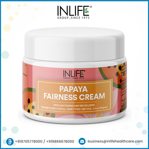 Inlife Herbal Face Cream with Papaya <strong>Ayurvedic</strong> Whitening &amp; Lightening Formula Vitamin Aloe Vera 100g-Best Price Adults Skincare - Product Image 2