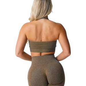 無限リブシームレスホルターブラスパンデックス女性フィットネス弾性通気性ブレスト強化レジャースポーツ下着