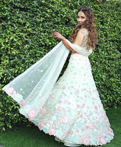DUPATTA ile ağır iş ile yeni tasarımcı SONAAKSHI RAJ gelin LEHENGAS - Product Image 2