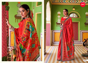 Royal Elegance in <strong>Red</strong> the Kozi Silk <strong>Red</strong> Rajmahal Saree Luxurious Blend of Rich Kozi Silk Fabric Intricate Weaving and Majestic - Product Image 2