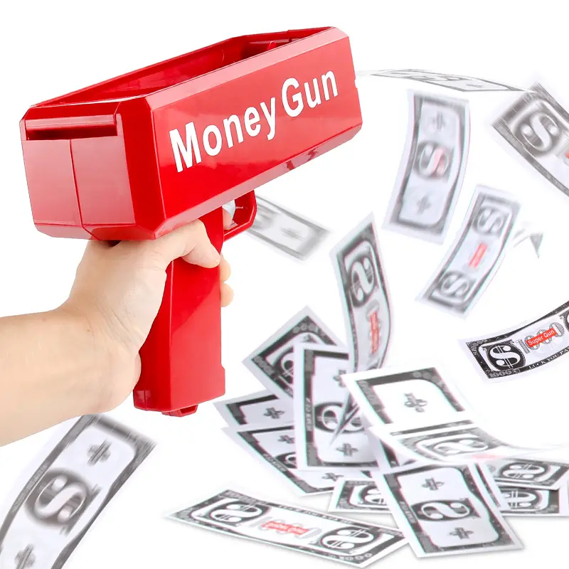 مسدس النقود المخصص دولار أموال مطر بلاستيكي فائق لإطلاق الرذاذ للمبالغ والحفلات مسدس لعبة مستلزمات المهرجان