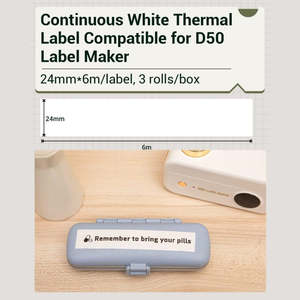 Phomemo liên tục nhiệt nhãn CuộN 24mm x 6m trắng dính chống thấm dầu chống trầy xước chịu mài mòn nhiệt nhạy cảm cho - Product Image 2