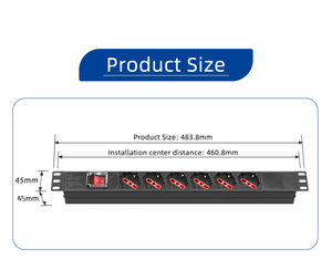 Typ F/L Deutsche Schuko/Italienische PDU 19 "1U 16A 8-Wege-Schuko-Steckdosen mit Ein-Aus-Schalter Strom verteilungs einheit - Product Image 3