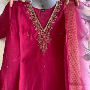 Women's Salwar Kameez with Khatli Work in Silk Fabric with Beautiful Color Fully Stitched Readymade - Product Image 1
