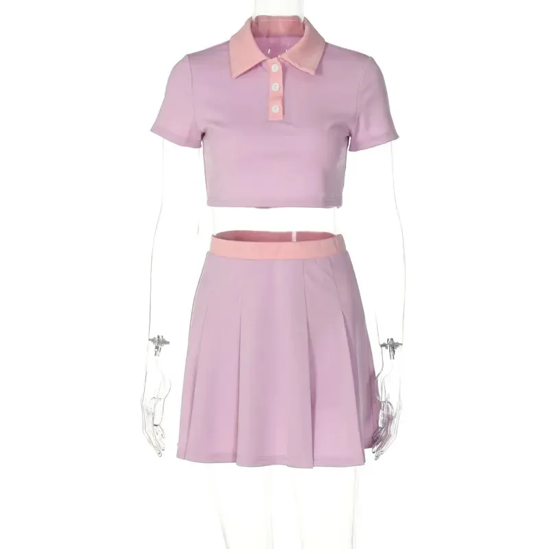 Robe de sport personnalisée d'été col polo Gym Fitness deux pièces col en V poches pour femmes jupe de golf robe de tennis