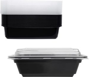 Wieder verwendbare mikrowellen geeignete Lebensmittel portion behälter aus Kunststoff mit Deckel 12 OZ Rechteckiger Vorrats behälter für Lebensmittel - Product Image 3