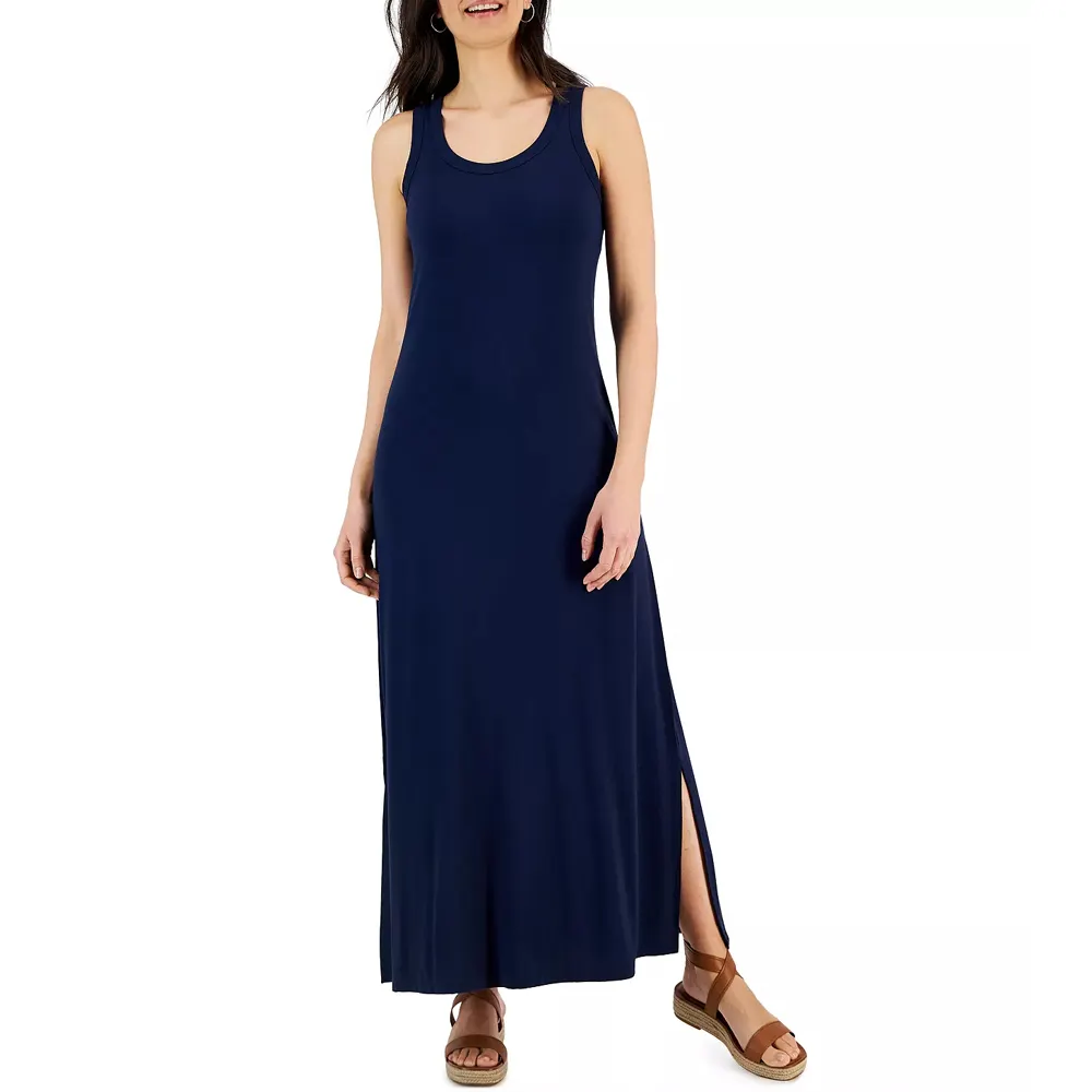 Robe longue d'été décontractée sans manches à la cheville pour femmes Robe longue sans manches à fente en tricot pour femmes, créée pour Macy's