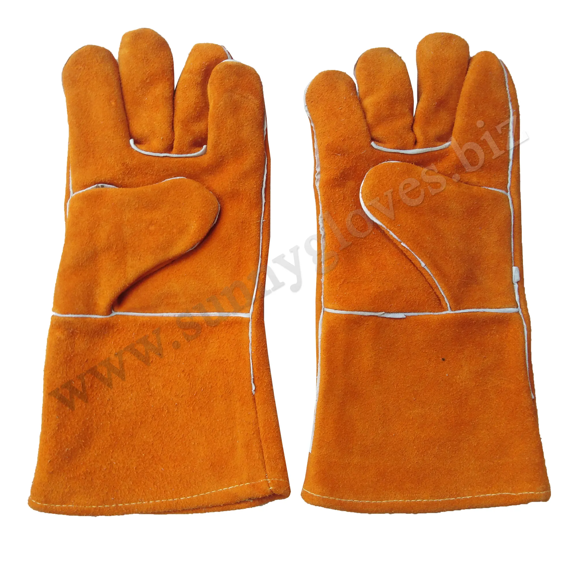 Palm Made Front Back With Crust Grain Goatskin Leather Breathability & Comfort Cowhide Split Leather Long Cuffs Welding Gloves