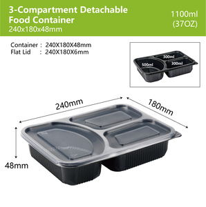 Thân thiện với môi lấy đi dùng một lần 3 ngăn hộp đựng thức ăn Lò vi sóng nhựa hộp vuông với nắp cho nhà hàng & Đảng - Product Image 6