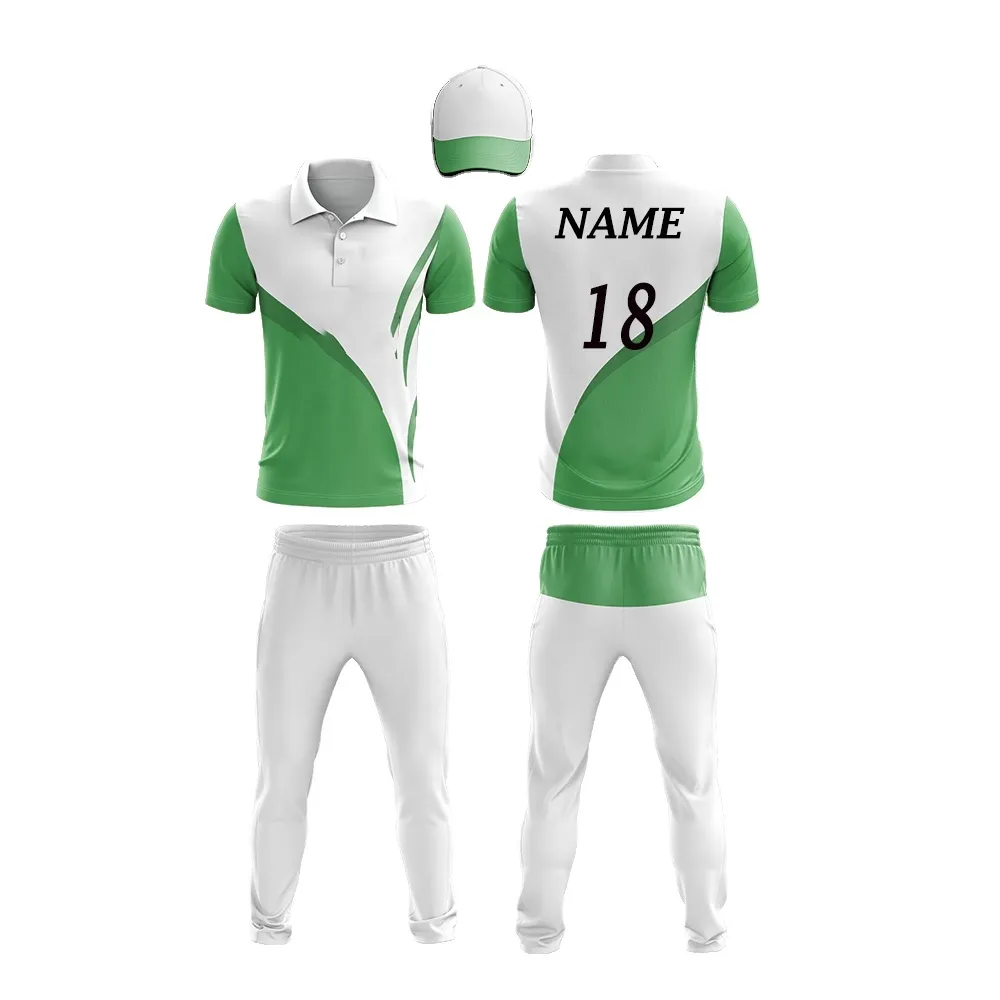 Nuevo diseño de logotipo, uniforme de cricket, jersey de cricket y patrón de uniforme con diferente nombre y número, uniforme