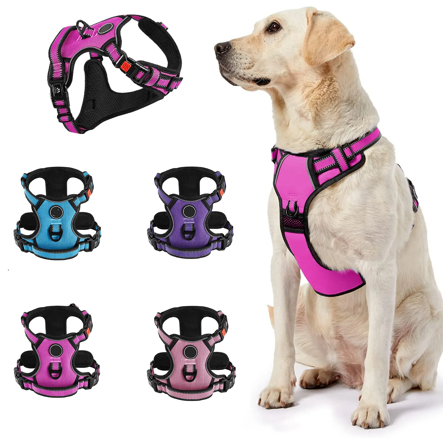 Wholesale Hot Selling Neoprene Adjustable Pet Harness Reversible Dog Harness Set for Luxury Design